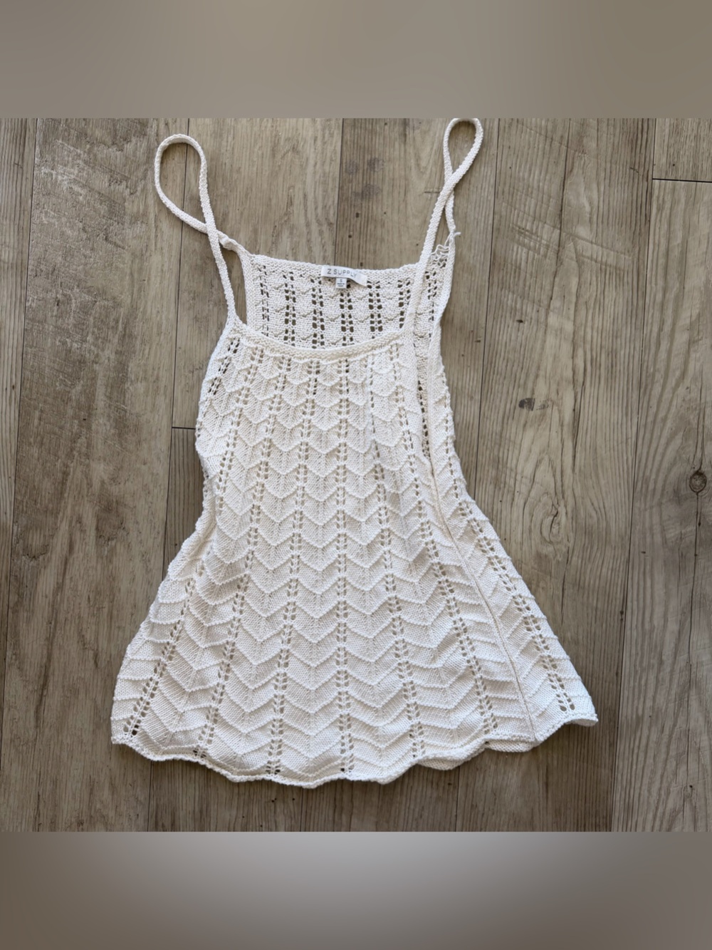 White crochet tank top with chevron pattern